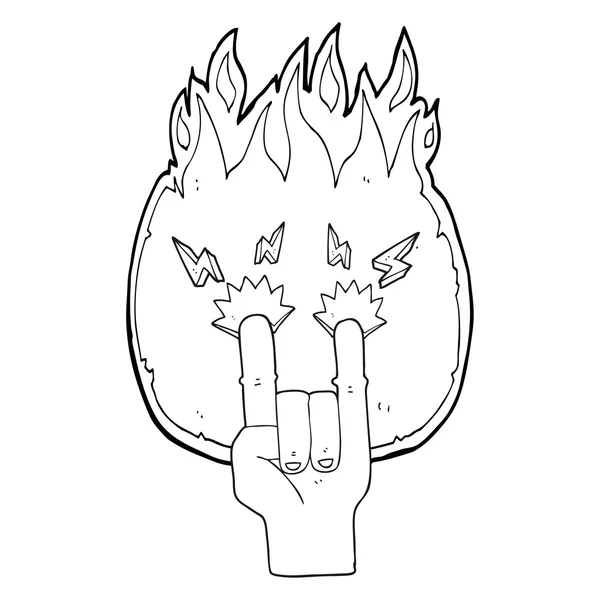 Czarno-biały rysunek ręka co skały symbol — Wektor stockowy