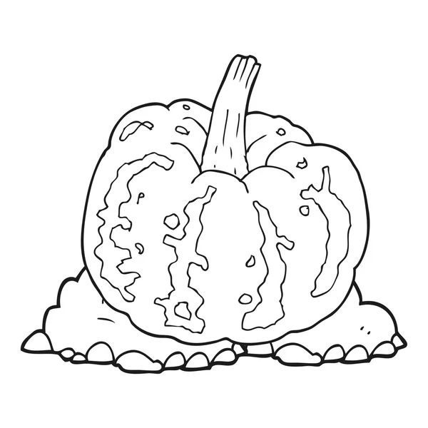 Calabaza de dibujos animados en blanco y negro — Vector de stock