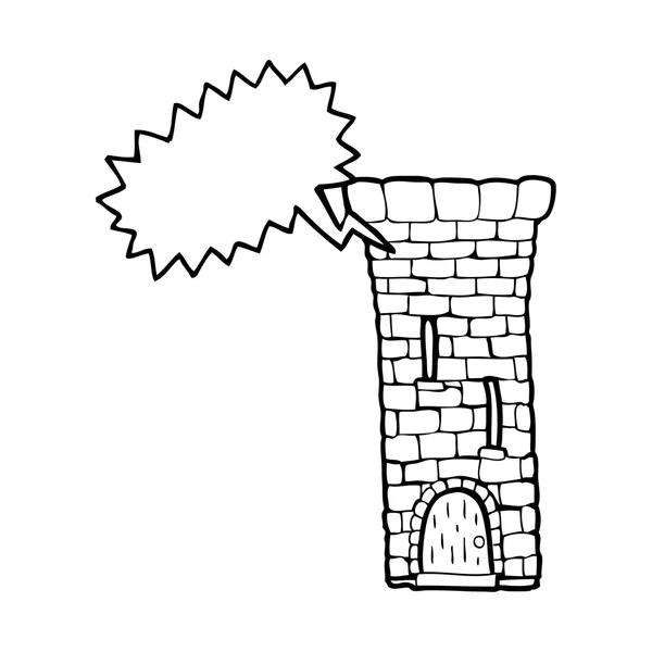 Speech bubble cartoon old castle tower — Stock Vector