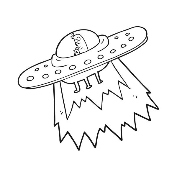 Noir et blanc dessin animé ufo — Image vectorielle