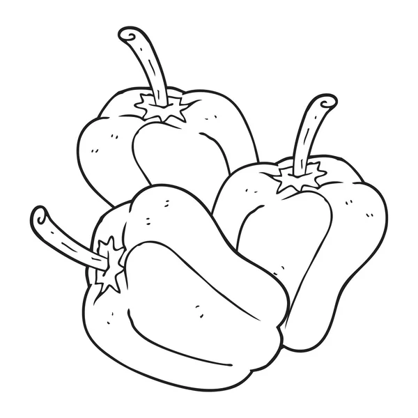 Pimientos de dibujos animados en blanco y negro — Vector de stock