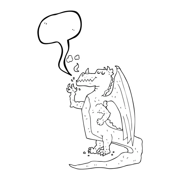 Beszéd buborék rajzfilm boldog sárkány — Stock Vector