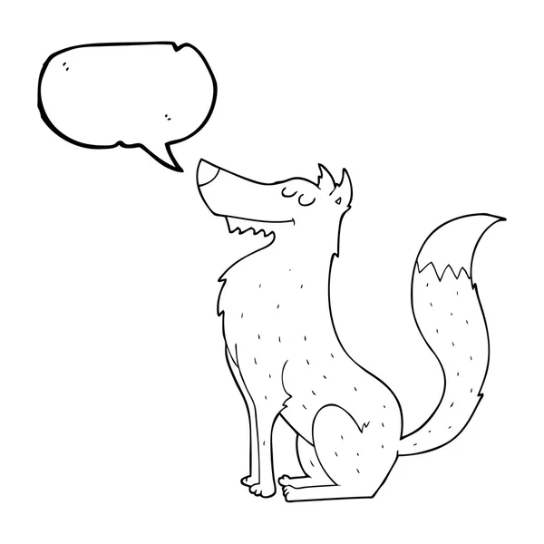 Toespraak bubble cartoon wolf — Stockvector