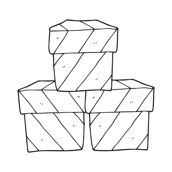 Cajas de regalo de dibujos animados en blanco y negro — Vector de stock