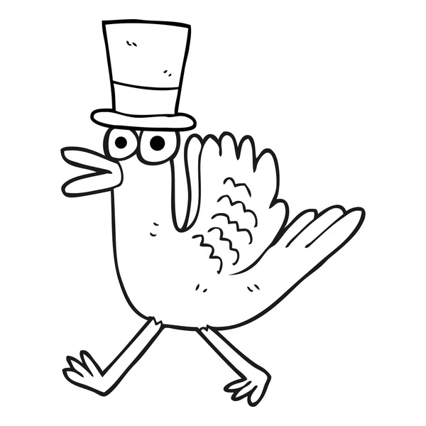 黑色和白色的卡通小鸭在顶帽子 — 图库矢量图片