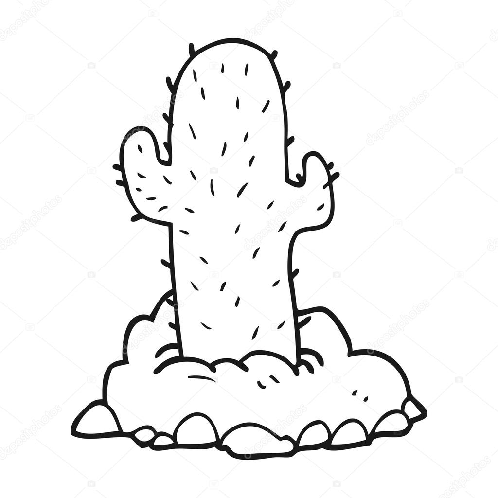 Cactus Dessin Anime Noir Et Blanc Image Vectorielle Par Lineartestpilot C Illustration 101544608