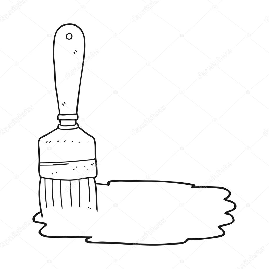 Pincel de pintura de dibujos animados en blanco y negro Vector de