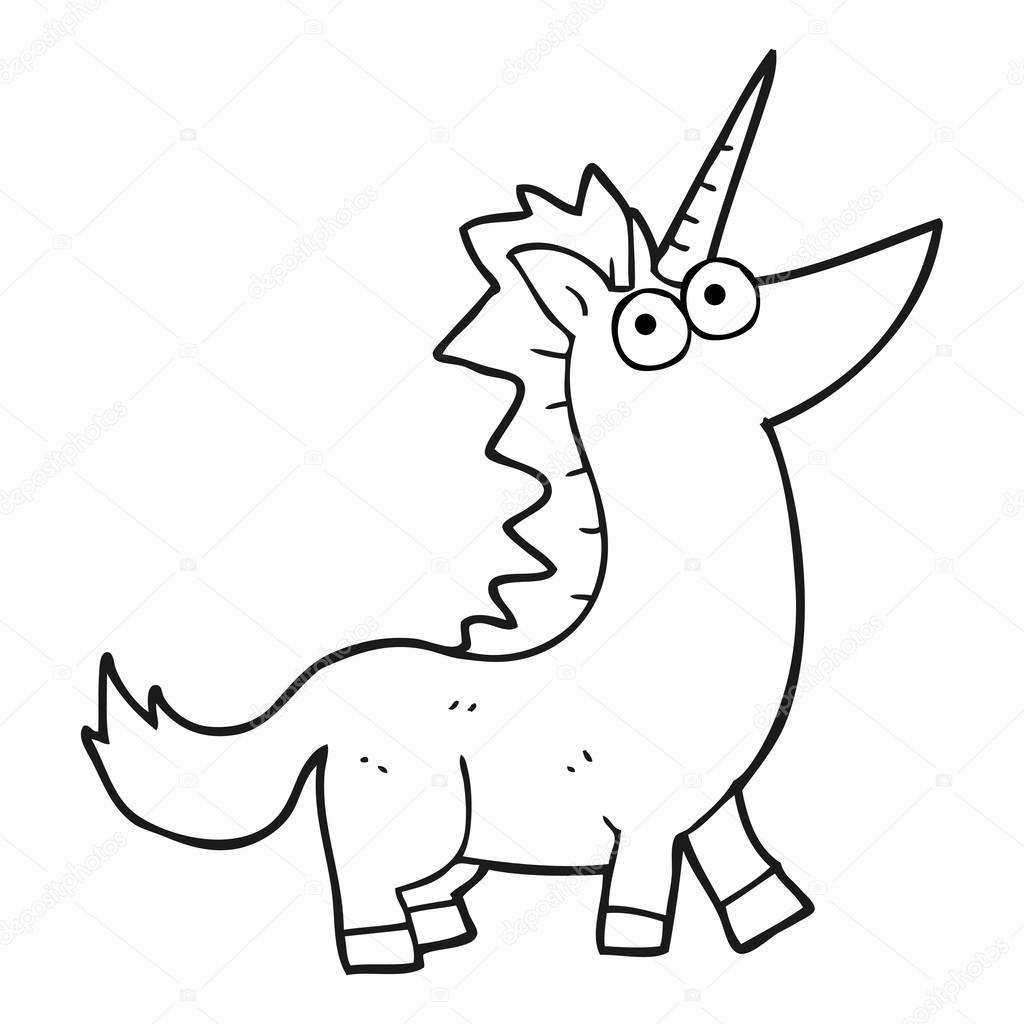 Licorne Dessin Animé Noir Et Blanc Image Vectorielle