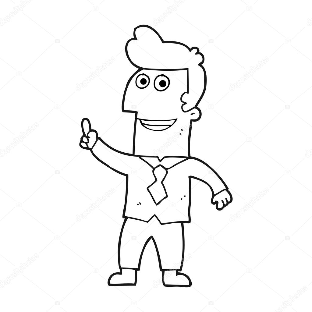 Dessiné   main levée homme d affaires de dessin animé noir et blanc de pointage — Vecteur par lineartestpilot