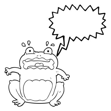 konuşma balonu karikatür komik korkmuş kurbağa