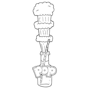 siyah beyaz çizgi film gazlı içecek şişe