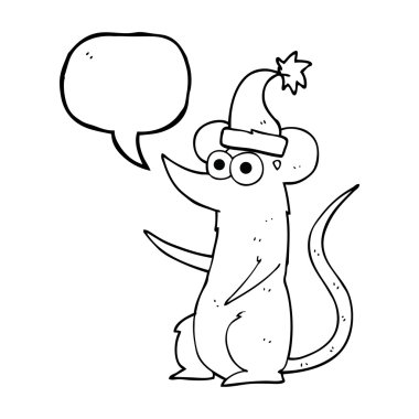 konuşma kabarcık karikatür fare Noel şapka