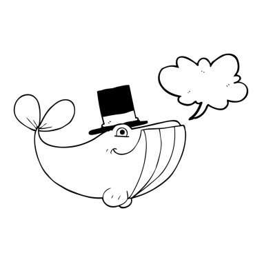 konuşma kabarcık karikatür balina üst şapka