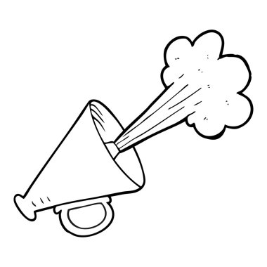 siyah beyaz çizgi film loudhailer