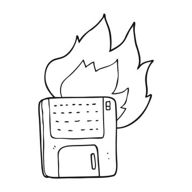 siyah beyaz çizgi film eski bilgisayar disk yazma