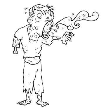 siyah beyaz çizgi film brüt zombi