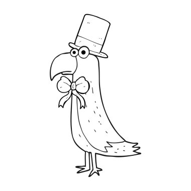 siyah beyaz çizgi film posh papağan