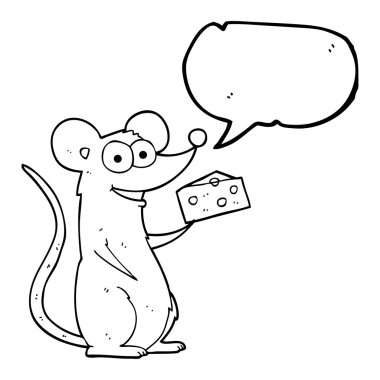 konuşma kabarcık karikatür fare peynir ile