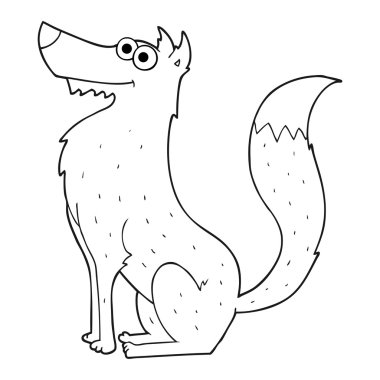 siyah beyaz çizgi film kurt