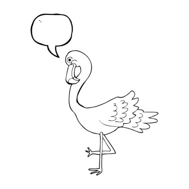 konuşma kabarcık karikatür flamingo