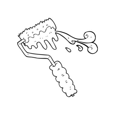 siyah beyaz çizgi film boya silindiri