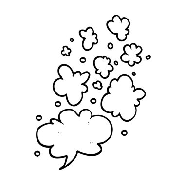 siyah beyaz çizgi film dekoratif duman puff öğeleri