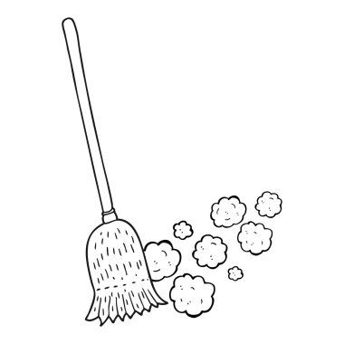 Fırça süpürme siyah beyaz çizgi film