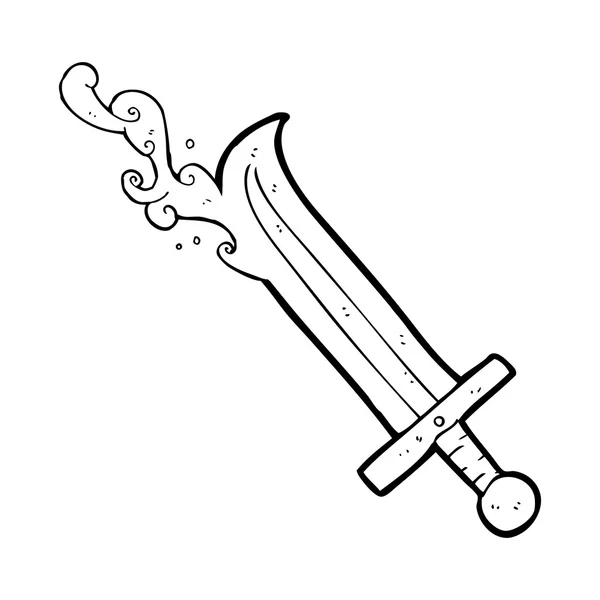 Espada sangrienta de dibujos animados en blanco y negro — Vector de stock