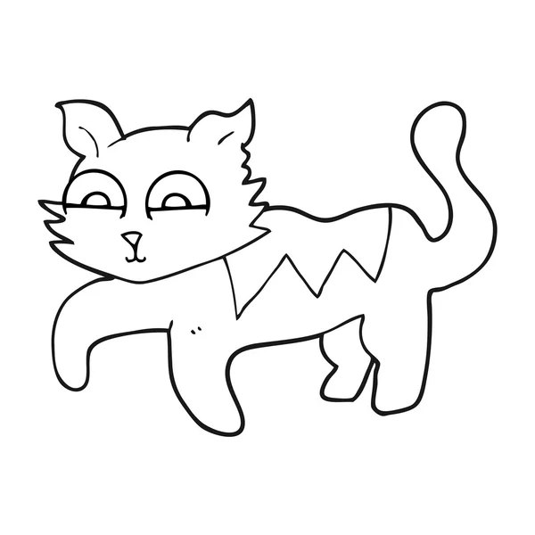 Siyah beyaz çizgi film kedisi — Stok Vektör