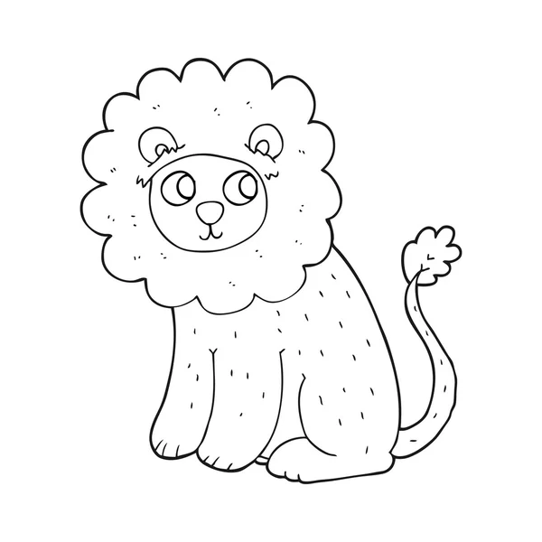 黒と白の漫画かわいいライオン — ストックベクタ