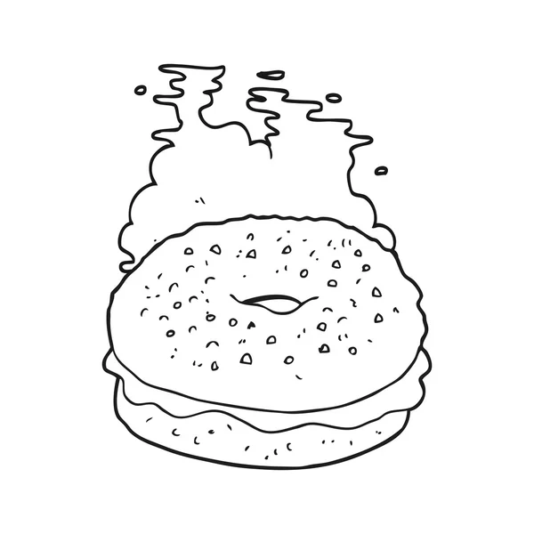 Zwart-wit cartoon bagel — Stockvector