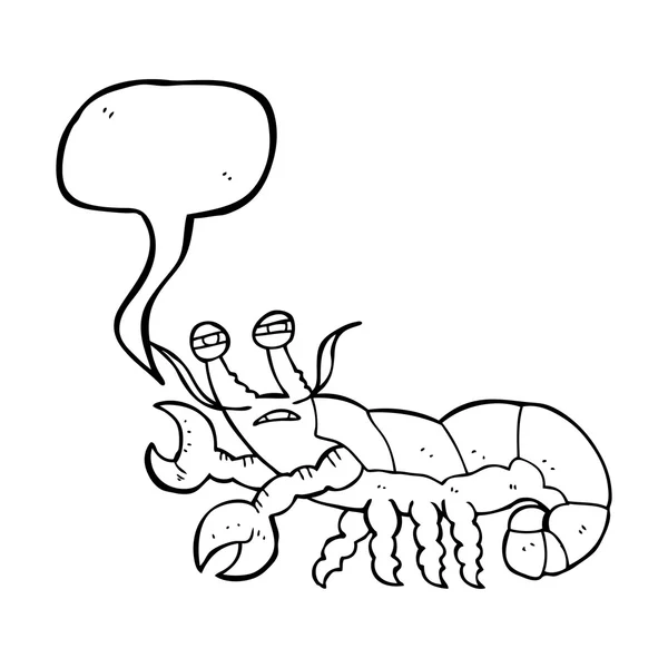 Speech bubble cartoon lobster - Stok Vektor