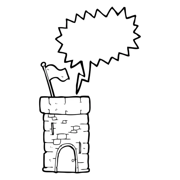 Discurso burbuja de dibujos animados torre del castillo viejo — Vector de stock