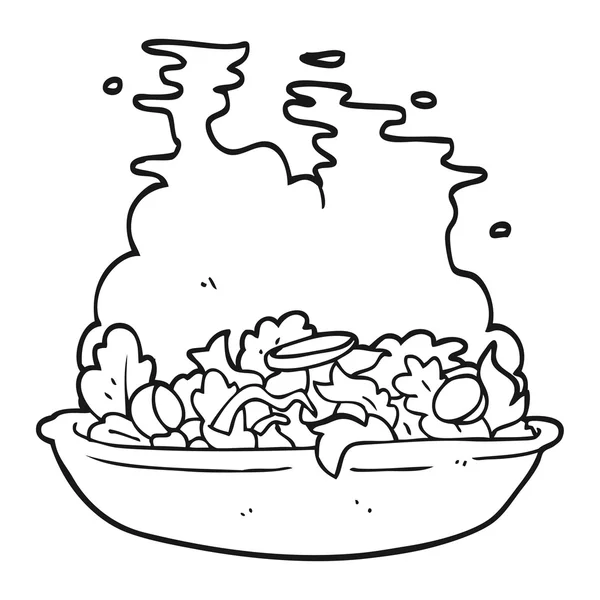 Ensalada de dibujos animados en blanco y negro — Vector de stock