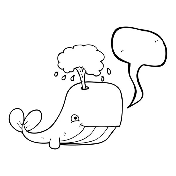 Speech bubble cartoon whale spouting water — Stock Vector