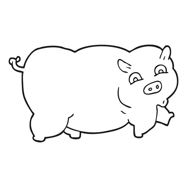 黑色和白色卡通猪 — 图库矢量图片