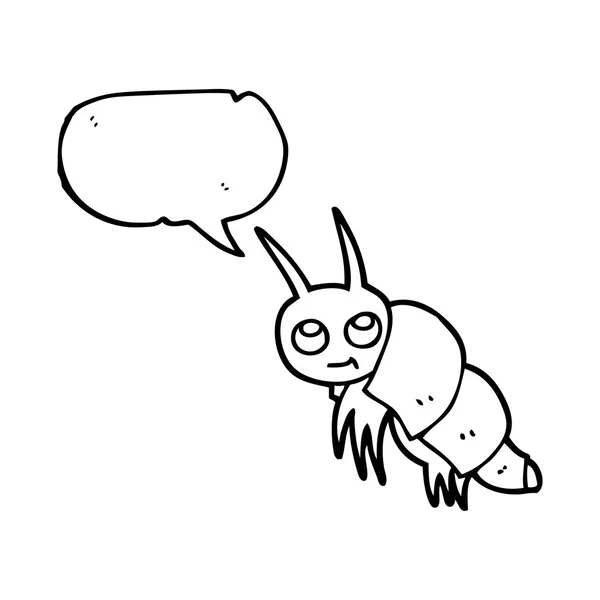 Habla burbuja de dibujos animados pequeño insecto — Vector de stock