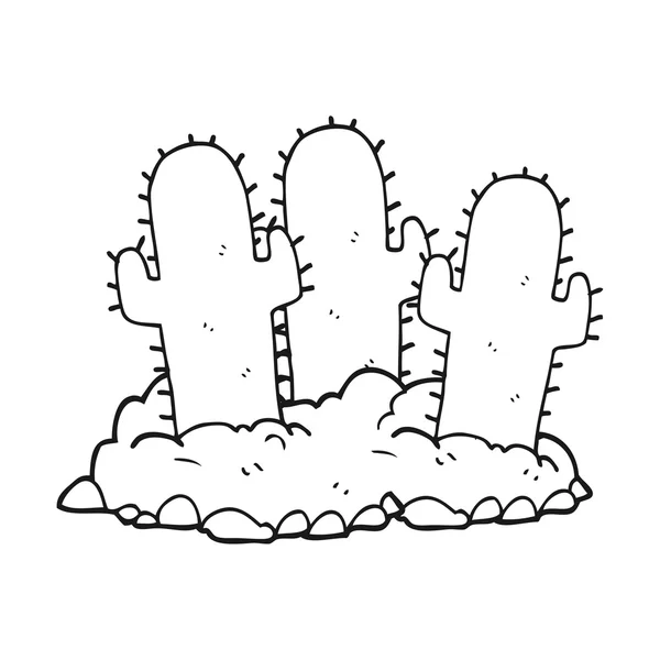 Cactus cartone animato in bianco e nero — Vettoriale Stock