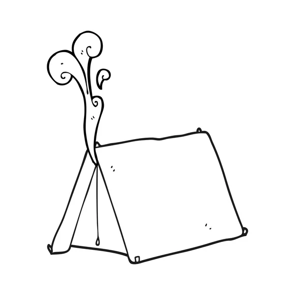 Carpa de dibujos animados en blanco y negro vieja tienda maloliente — Vector de stock