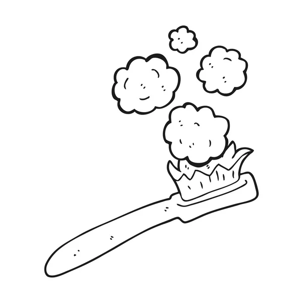 Escova de dentes de desenhos animados preto e branco — Vetor de Stock