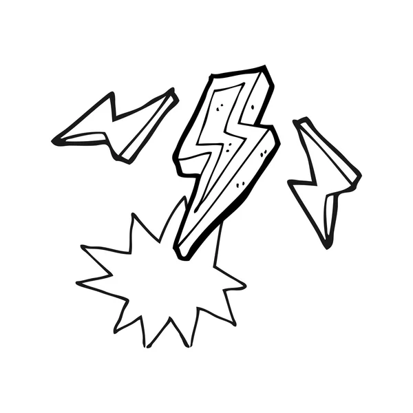 Svartvita tecknade lightning bolt doodle — Stock vektor