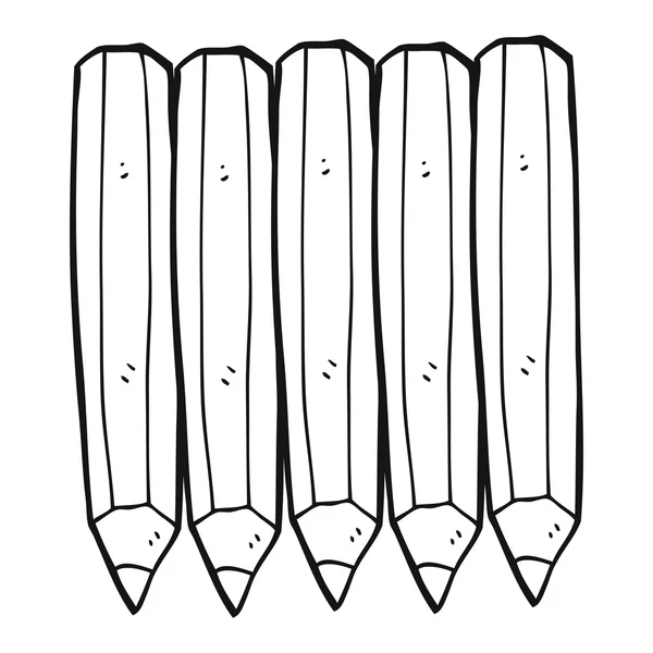 Crayons de couleur dessin animé noir et blanc — Image vectorielle