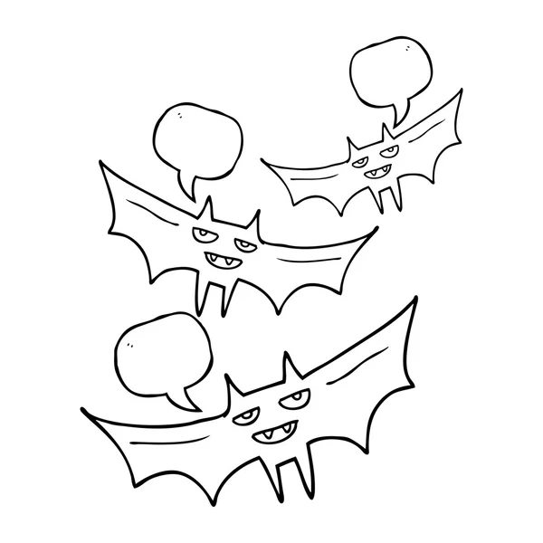 Discurso burbuja dibujos animados halloween bat — Vector de stock