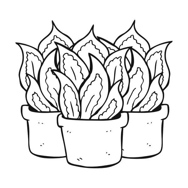 Plantas de dibujos animados en blanco y negro — Archivo Imágenes Vectoriales