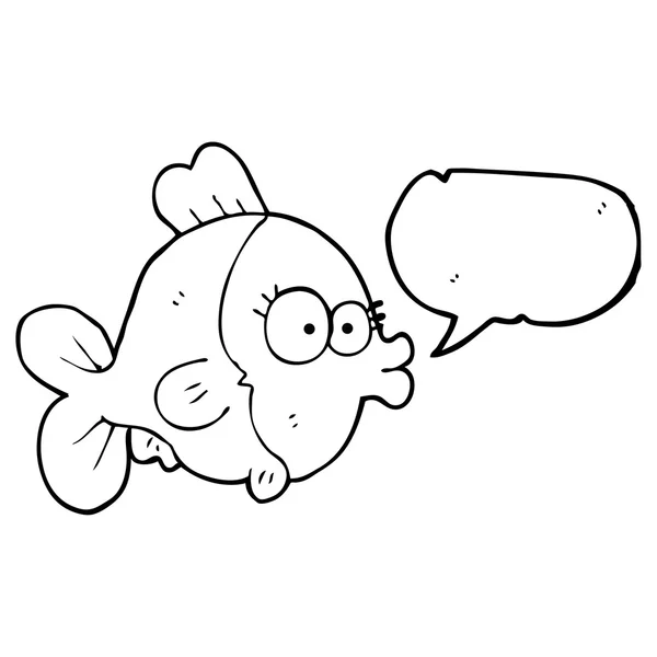 Funny speech bubble cartoon fish — Stock Vector
