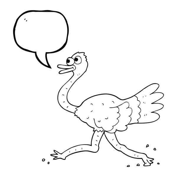 Fala bolha desenho animado avestruz — Vetor de Stock