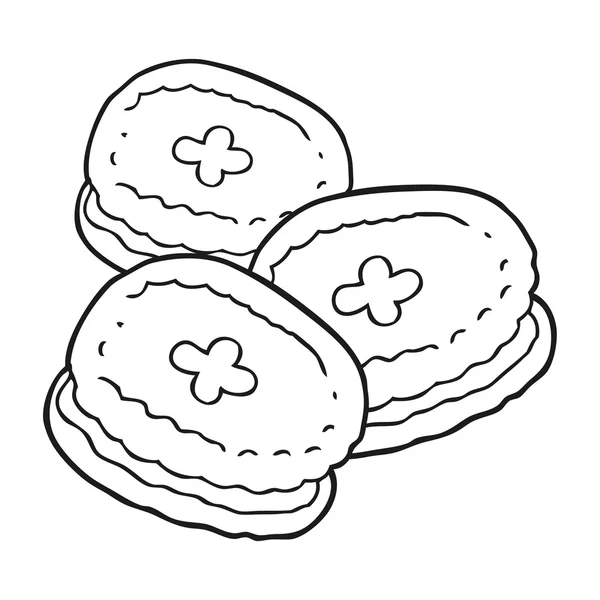 Biscoitos de desenhos animados preto e branco — Vetor de Stock