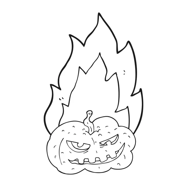 Noir et blanc dessin animé flamboyant halloween citrouille — Image vectorielle