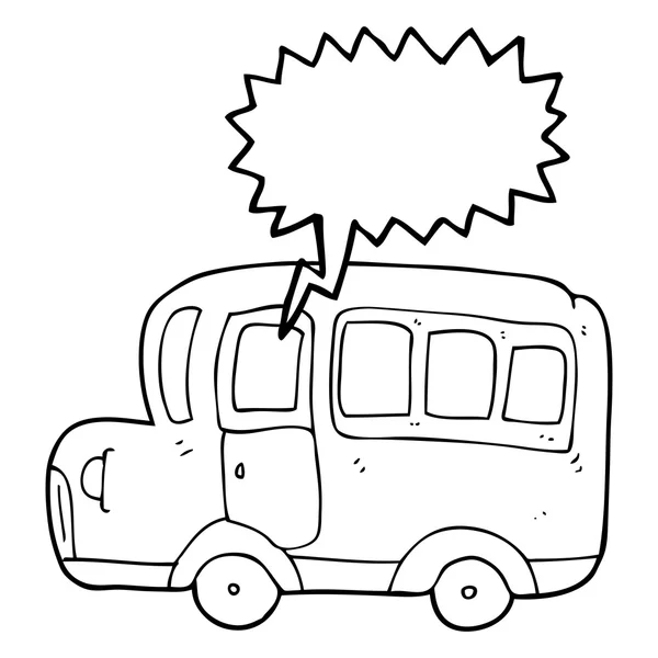 Voz burbuja dibujos animados amarillo autobús escolar — Vector de stock
