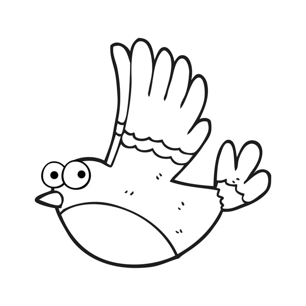 Noir et blanc dessin animé oiseau volant — Image vectorielle